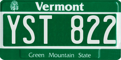 VT license plate YST822