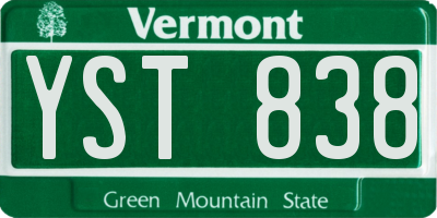 VT license plate YST838