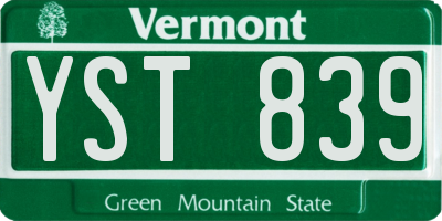 VT license plate YST839