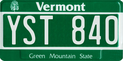 VT license plate YST840