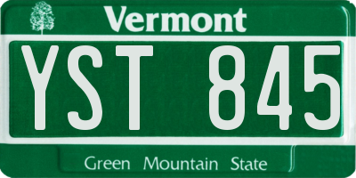 VT license plate YST845
