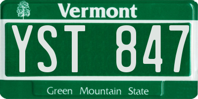 VT license plate YST847