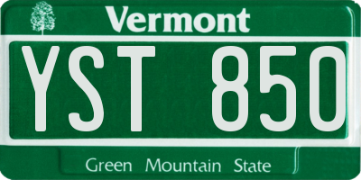 VT license plate YST850