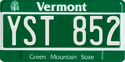VT license plate YST852