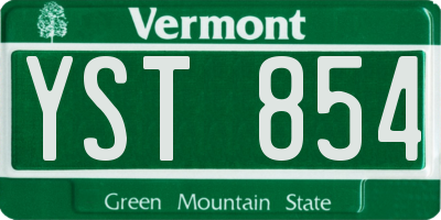 VT license plate YST854