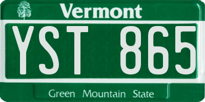VT license plate YST865