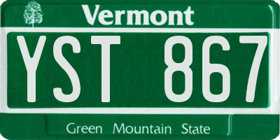 VT license plate YST867