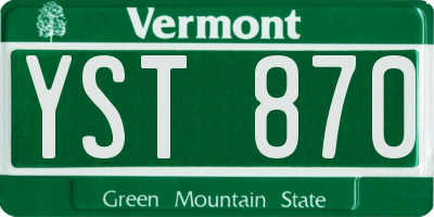 VT license plate YST870
