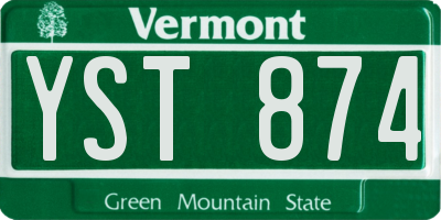 VT license plate YST874