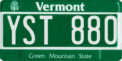 VT license plate YST880