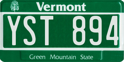 VT license plate YST894