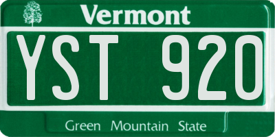 VT license plate YST920