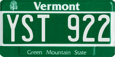 VT license plate YST922