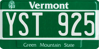 VT license plate YST925