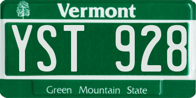 VT license plate YST928