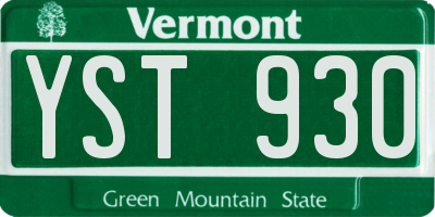 VT license plate YST930