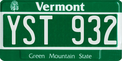 VT license plate YST932