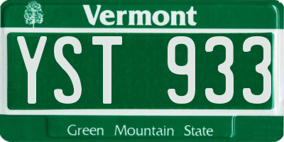 VT license plate YST933