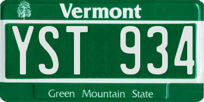 VT license plate YST934