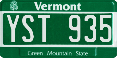 VT license plate YST935