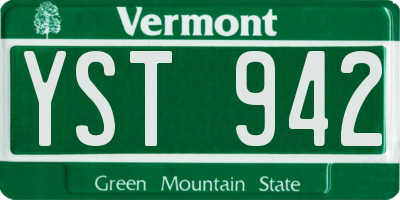 VT license plate YST942
