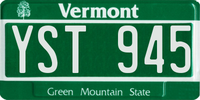 VT license plate YST945