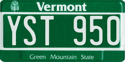 VT license plate YST950