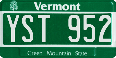 VT license plate YST952