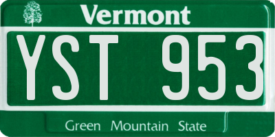 VT license plate YST953