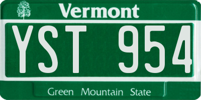 VT license plate YST954