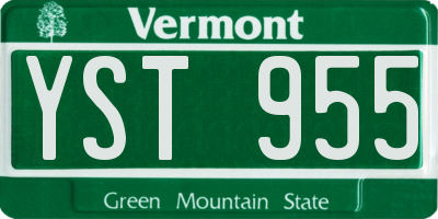 VT license plate YST955