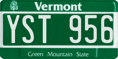VT license plate YST956