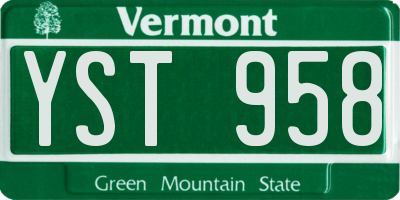 VT license plate YST958