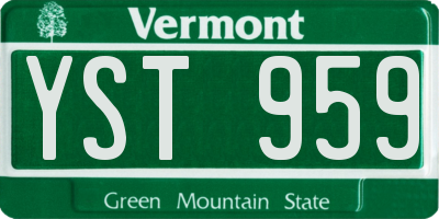 VT license plate YST959