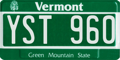 VT license plate YST960