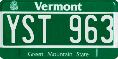 VT license plate YST963