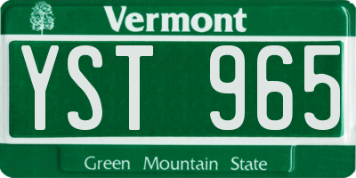VT license plate YST965