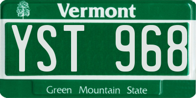 VT license plate YST968