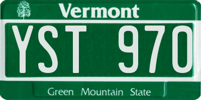 VT license plate YST970