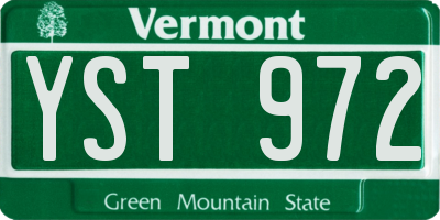 VT license plate YST972