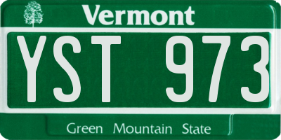 VT license plate YST973