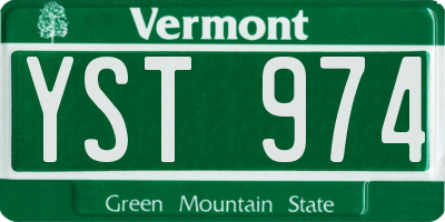 VT license plate YST974