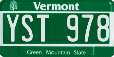 VT license plate YST978