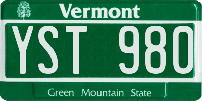 VT license plate YST980
