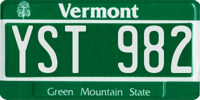 VT license plate YST982
