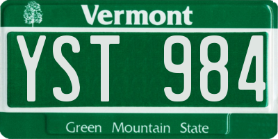 VT license plate YST984