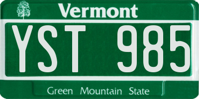 VT license plate YST985