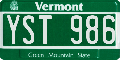 VT license plate YST986