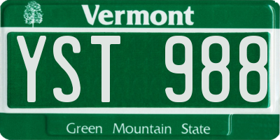 VT license plate YST988