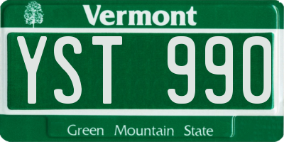VT license plate YST990